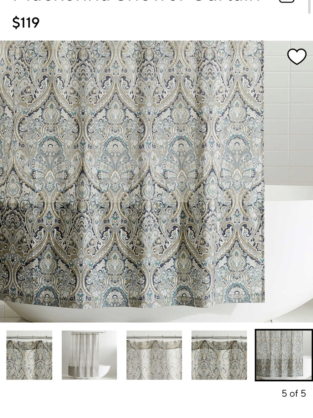 Pottery Barn Mckenna Blue Paisley Shower Curtain
